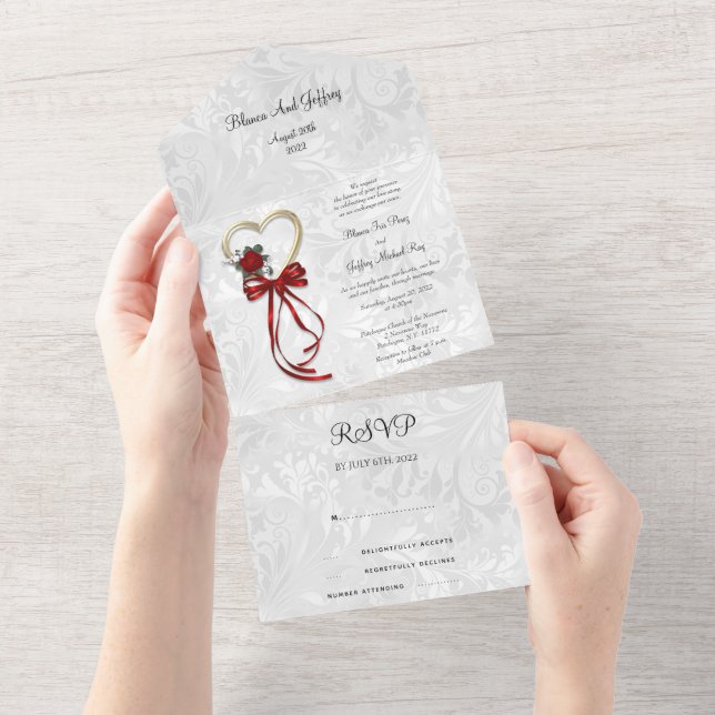 Convite de Casamento Tudo em Um (Aba destacável)