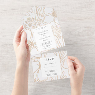 Convite de Casamento Tudo Em Um Blooms Modernos Do