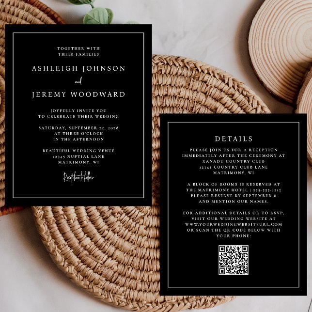 Convite de Casamento Tudo em Um Código QR Preto Or (Criador carregado)