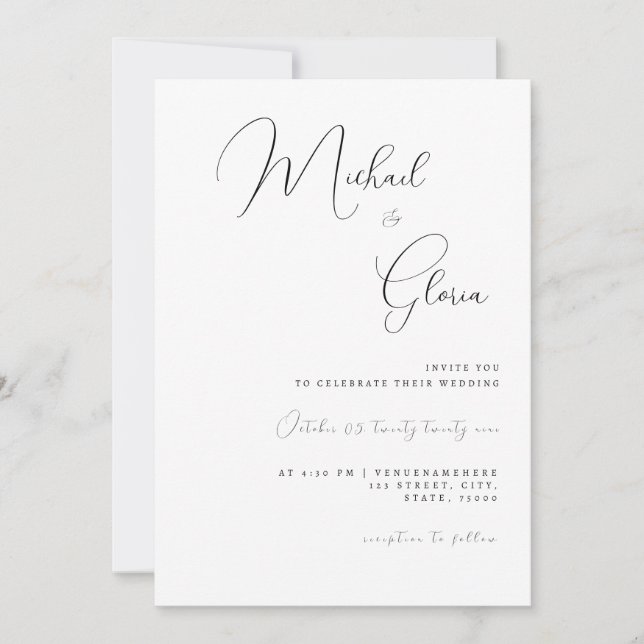 Convite de Casamento Tudo em Um com Código QR em C (Frente)