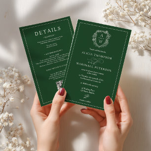 Convite de casamento tudo em um com crista floral