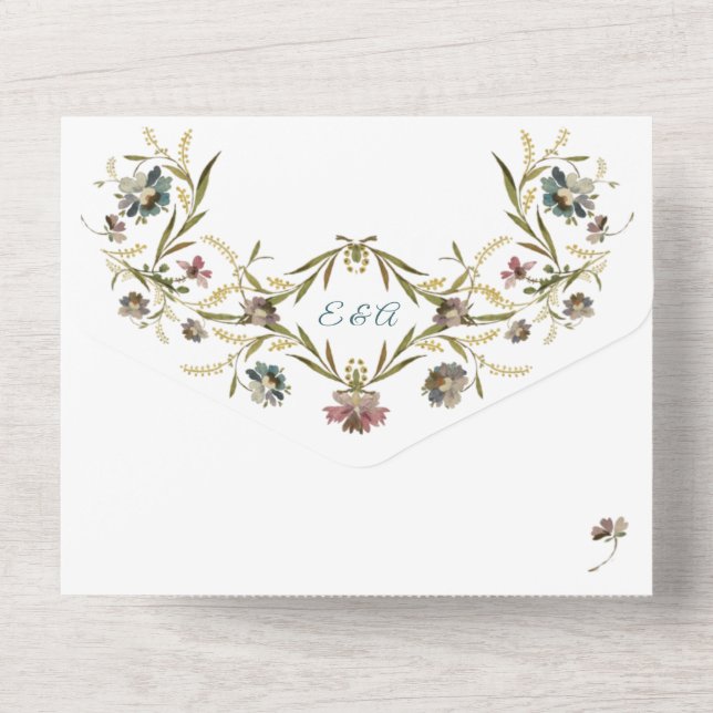 Convite de Casamento Tudo em Um com Floral de Vinh (Verso)