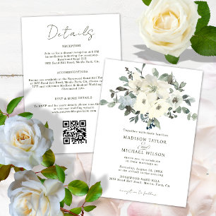 Convite de Casamento Tudo em Um com Floral em Aqua