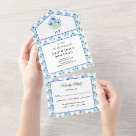 Convite de Casamento Tudo em Um Crocus Brancos