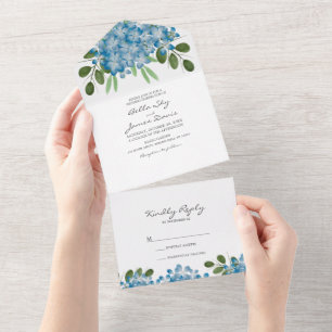 Convite de Casamento Tudo em Um Elegante Hortênsia