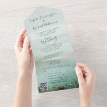 Convite de Casamento Tudo em Um em Aquarela Casual