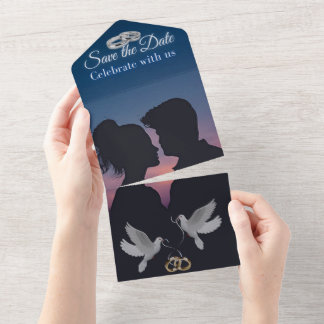 Convite de casamento tudo em um em branco