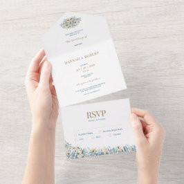 Convite de Casamento Tudo em Um Flor Silvestre RSV