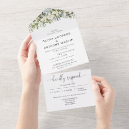 Convite de Casamento Tudo em Um Floral Branco