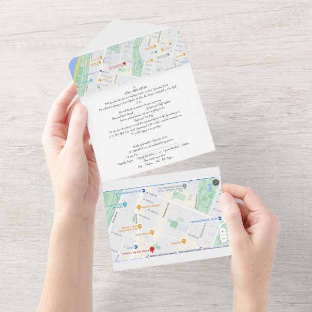 Convite de Casamento Tudo Em Um inclui mapas (Aba destacável)
