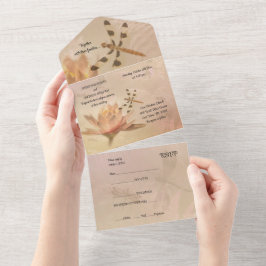 Convite de Casamento Tudo em Um Libélula e Lírio
