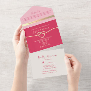 Convite de Casamento Tudo-em-Um Magenta + Foto