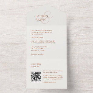 Convite de Casamento Tudo em Um Monograma QR Marfi