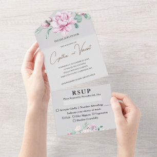 Convite de casamento tudo em um para adultos sem c