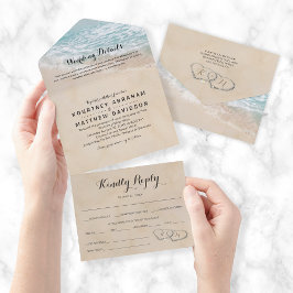 Convite de Casamento Tudo em Um Praia Tropical