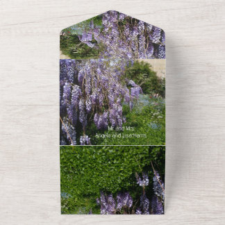 convite de casamento tudo em um wisteria violeta v