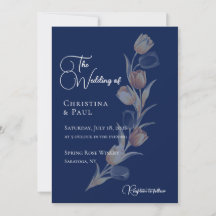 Convite de Casamento Tulipa Azul Elegante