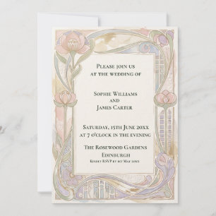 Convite de Casamento Tulipa Blush Art Nouveau