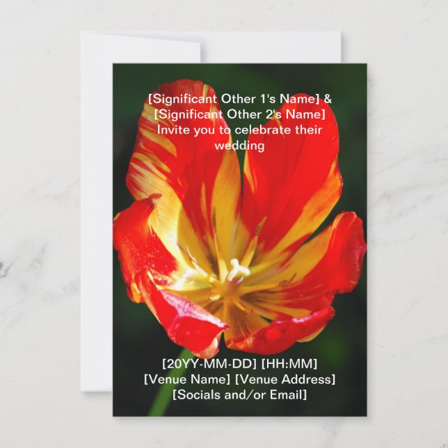 Convite de Casamento Tulipa Laranja Vermelho Quent (Frente)