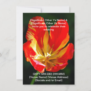Convite de Casamento Tulipa Laranja Vermelho Quent