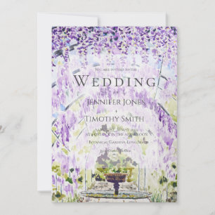 convite de casamento túnel de wisteria roxa