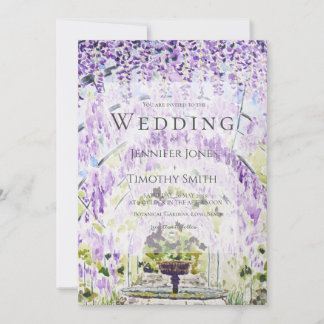 convite de casamento túnel de wisteria roxa