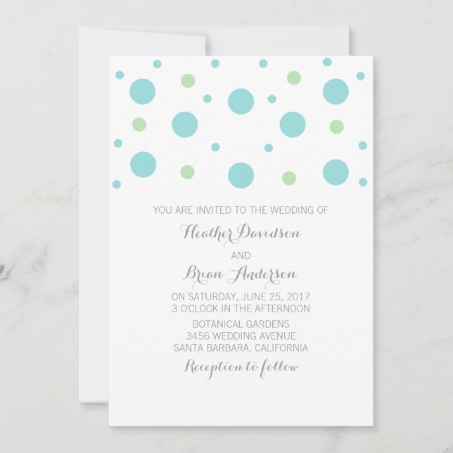 Convite de casamento Turquoise Green Confetti (Frente)
