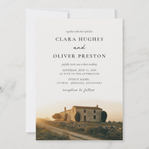Convite de Casamento Tuscano em Serif Script Terra