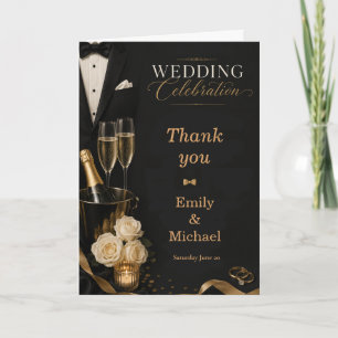 Convite de Casamento Tuxedo Black Gold