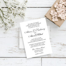 Convite de Casamento Two Hearts Elegant Script