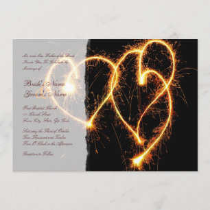 Convite de Casamento Two Hearts Sparklers