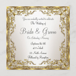 Convite de Casamento Única e Elegante Dourado Sépi