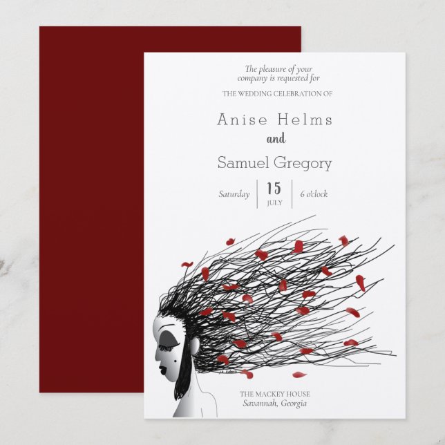 Convite de casamento Único, caprichoso (Frente/Verso)