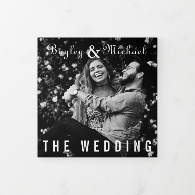 Convite de Casamento Único com Foto P&B da Capa do (Cobrir)