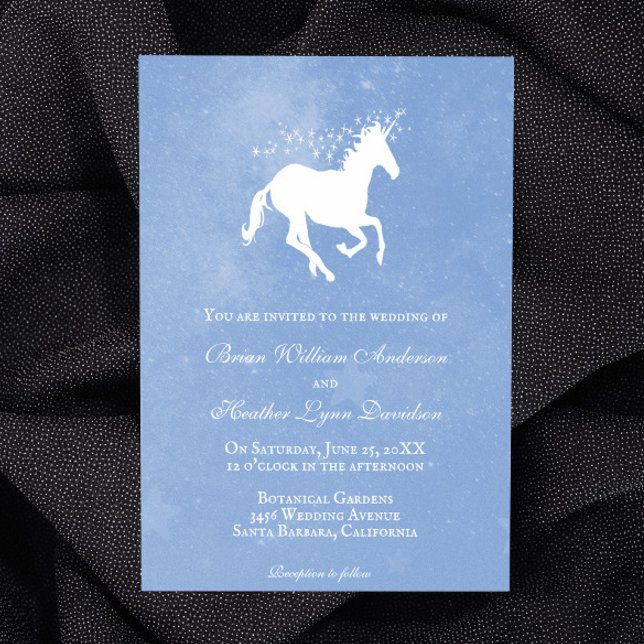Convite de Casamento Unicórnio Azul (Blue Unicorn Wedding Invitation)