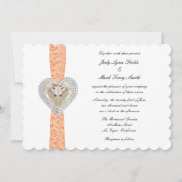 Convite de Casamento Unicórnio Laranja em Renda