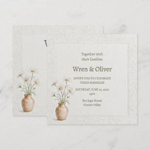 Convite de Casamento Vaso de Flores Silvestres Boh