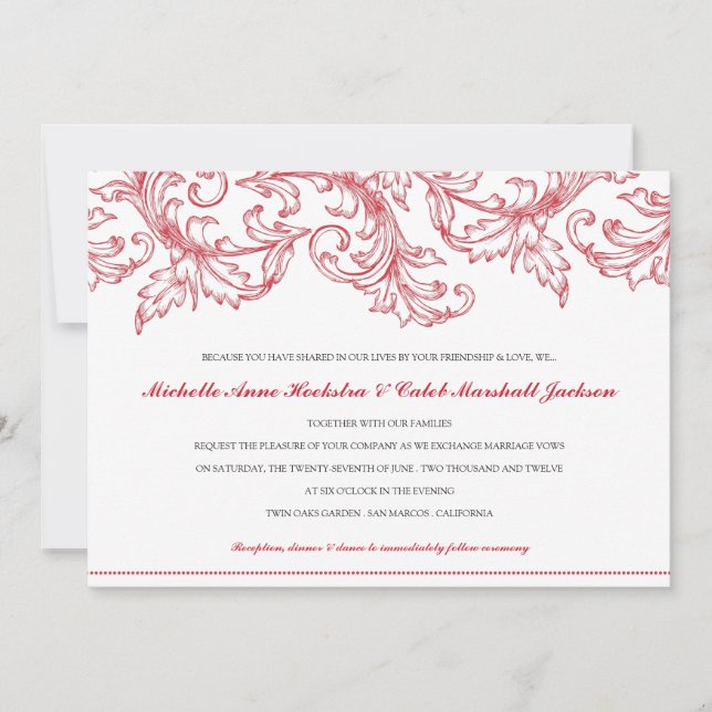 Convite de Casamento Venice (Vermelho Rubi) (Frente)