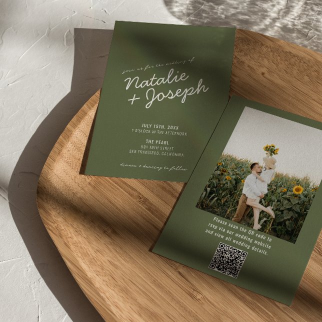 Convite de Casamento Verão Caprichoso Código QR Fo (Criador carregado)