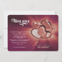 Convite de Casamento Verdadeiro Amor Corações em R
