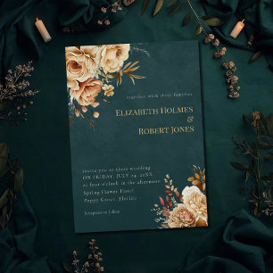 Convite de Casamento Verde Água de Bruxa da Flores