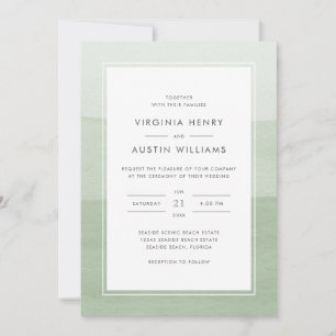 Convite de Casamento Verde Aquarela Moderna