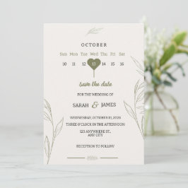 Convite de Casamento Verde Botânico