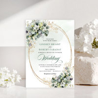 Convite de casamento verde botânico gracioso