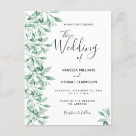 Convite de casamento verde-botânico verde-verde-ve
