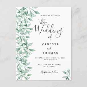 Convite de casamento verde-botânico verde-verde-ve
