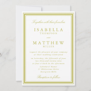 Convite de Casamento Verde Cítrico Elegante com Bo
