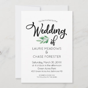 Convite de Casamento Verde com Cor de Água Mínima