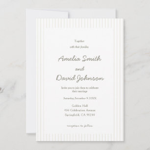 Convite de Casamento Verde com Listras Minimalista