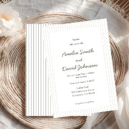Convite de Casamento Verde com Listras Minimalista